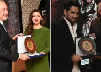 ماہرہ خان اور ہمایوں سعید کو دبئی میں اعزازی شیلڈز سے نوازا گیا