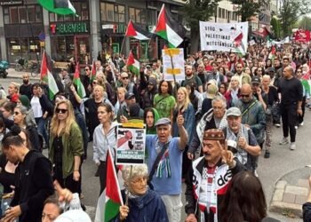 سوئیڈن میں غزہ پر اسرائیلی جارحیت کے خلاف زبردست احتجاج،