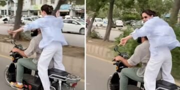 ہانیہ عامر کی موٹر سائیکل پر ڈانس کی ویڈیو نے سوشل میڈیا پر ہلچل مچا دی