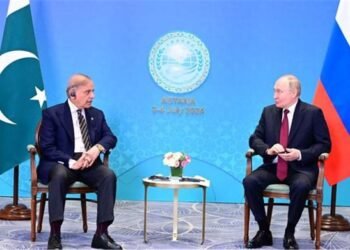 وزیراعظم شہباز شریف اور روسی صدر پیوٹن کی ملاقات، دو طرفہ تعلقات کو وسعت دینے پر اتفاق