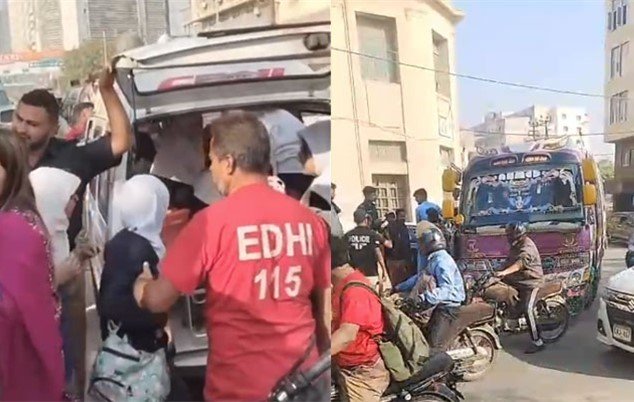 اسکول کے بچوں کو پکنک پر لے جانے والی بس فٹ پاتھ سے ٹکرا گئی، 10 طلبہ زخمی